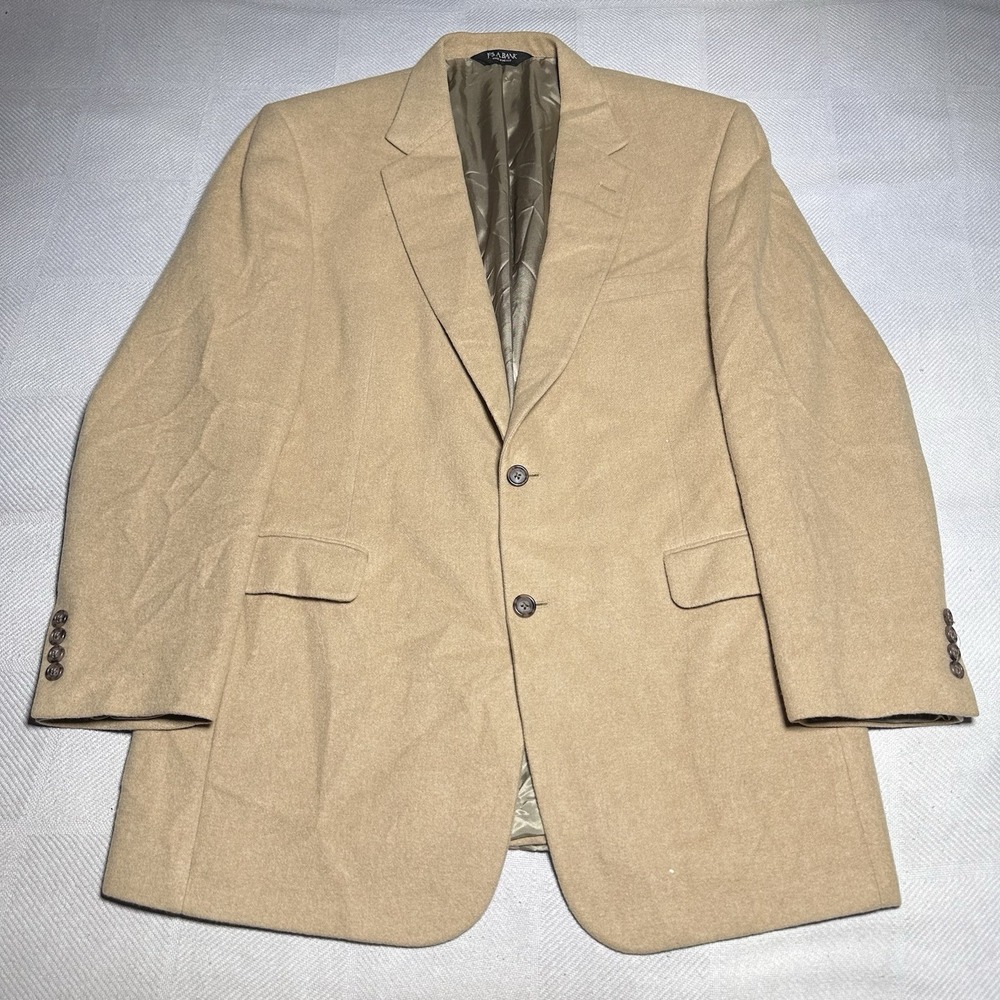 Jos A Bank Blazer Mens 44L Tan 100% Camel Hair Two Button Sports Coat Jacket